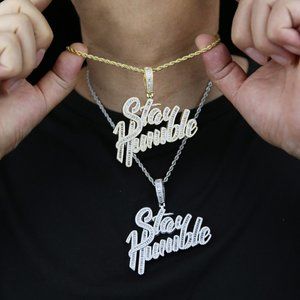 5A letter stay humble pendant necklace